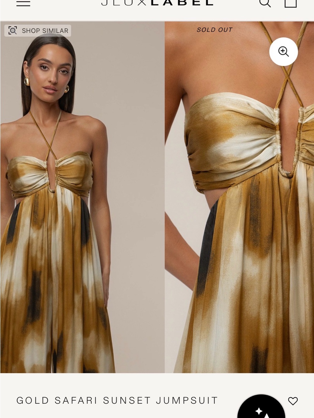 JLUXLABEL Gold & Cream Strapless Halter Jumpsuit - Picture 4 of 4
